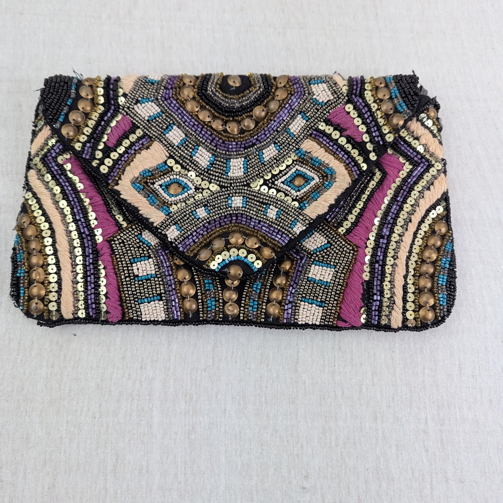 Beaded Multicolor Clutch - Beautifully Detailed Bohemian Accessory